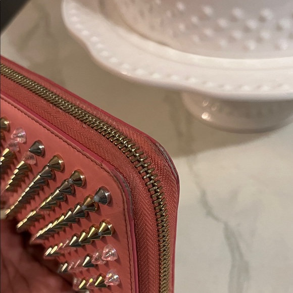 Christian Louboutin Pink Studded Wallet - Picture 8 of 14
